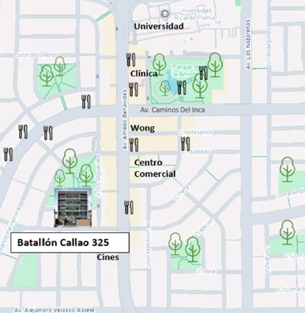 Mapa referencial del proyecto Batallón Callao Sur 325